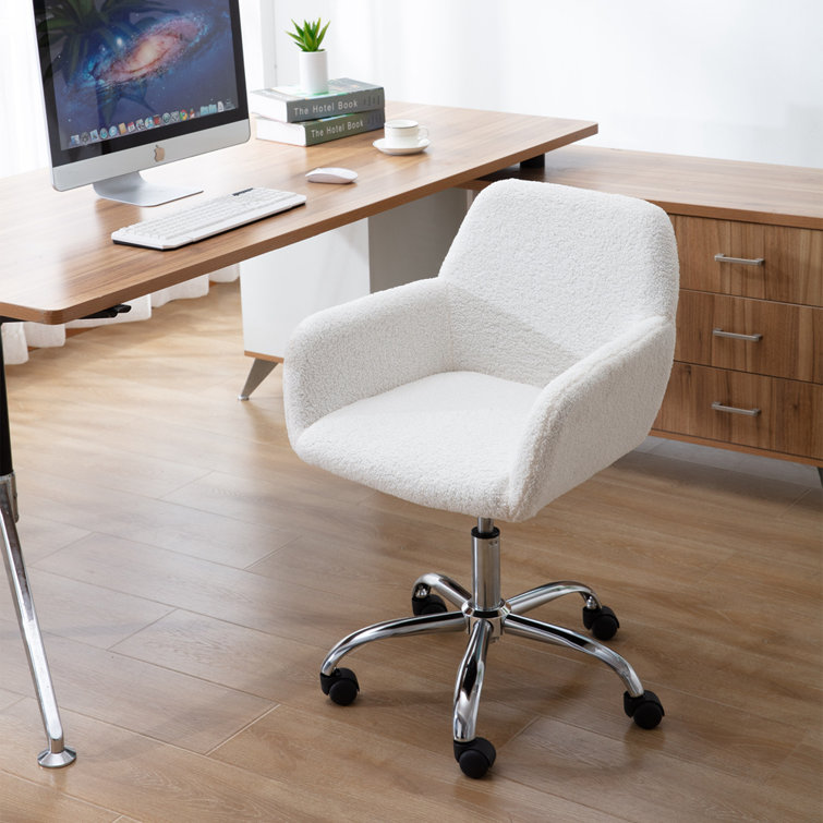 Latitude Run® Rustic Sherpa Office Chair, Ivory Wayfair.ca